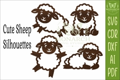 Cute Sheep Silhouettes SVG Farm Animal Laser Cut Files 1 Product Image 4