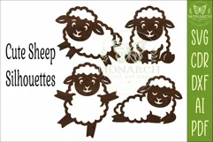 Cute Sheep Silhouettes SVG Farm Animal Laser Cut Files 1 Product Image 4