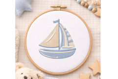 Blue Sailboat Embroidery Design 4x4 | Baby Nautical Machine Product Image 1