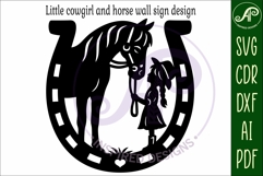 Little cowgirl and horse wall sign svg laser cut Product Image 4