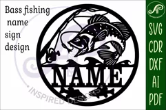 Bass fishing name sign svg laser cut template Product Image 4