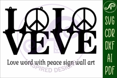 Love word with peace sign wall art sign. Product Image 4