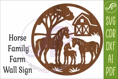 Horse Family on the farm scene wall sign, SVG file. Product Image 4