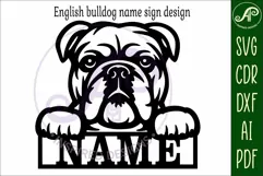 English Bulldog dog name sign svg laser cut file Product Image 4