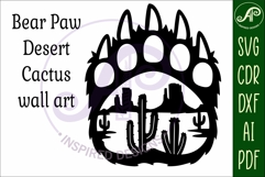 Bear paw print with Cactus Desert wall sign Product Image 4