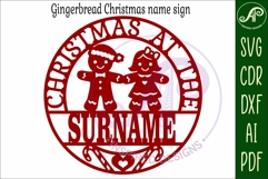 Christmas at the Family name sign laser cut Gingerbread men Product Image 4