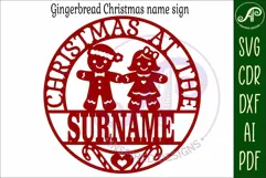Christmas at the Family name sign laser cut Gingerbread men Product Image 4