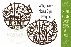 Wildflower Name Sign SVG, Floral Butterfly Monogram, Laser Product Image 4