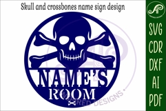Skull and crossbones name wall art sign Product Image 4