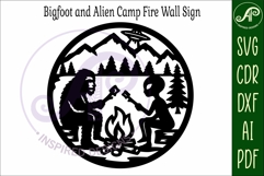 Bigfoot and Alien campsite wall art sign, SVG file Product Image 4