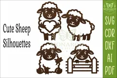 Cute Sheep Silhouettes SVG Farm Animal Laser Cut Files 2 Product Image 4