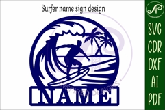 Surfer male name wall art sign, SVG personalized Product Image 4