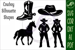 Western, Cowboy Cowgirl silhouettes laser cut outs 4 Product Image 4