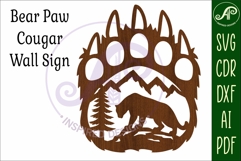 Bear paw print with Cougar wall sign Product Image 4