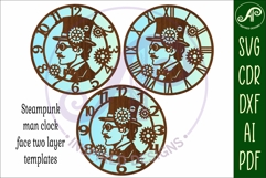 Steampunk man wall clock laser cut files Product Image 4