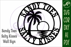 Sandy Toes Salty Kisses SVG Beach Sign, Coastal Wall Art Product Image 4