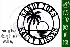 Sandy Toes Salty Kisses SVG Beach Sign, Coastal Wall Art Product Image 4