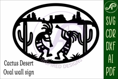 Kokopelli Southwest Wall Art SVG, Western Desert Oval Sign Product Image 4