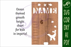 Ocean animals personalized kids height chart in Imperial Product Image 4