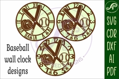 Baseball clock wall clock laser cut file Product Image 4