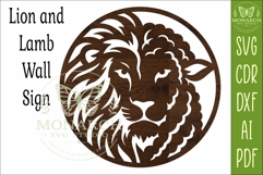 Lion and Lamb Round Wall Sign SVG, Christian Faith Laser Cut Product Image 4