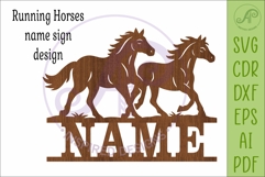 Running Horses Name Sign SVG, Horse Lover Wall Art Laser Cut Product Image 4