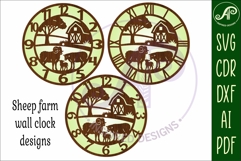 Sheep Farm clock wall clock laser cut files Product Image 4