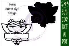 Cute fairy Name sign svg laser cut template, door or wall Product Image 4