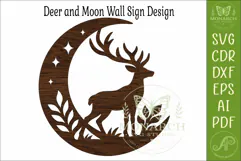 Deer and Moon Wall Art SVG, Woodland Stag Laser Cut Design Product Image 4