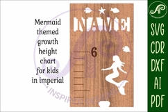Mermaid personalized kids height chart in imperial Product Image 4