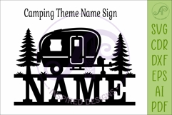 Camping Family Name Sign SVG, Caravan Name Sign Laser Cut Product Image 4