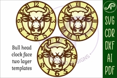 Bull head wall clock laser cut files Product Image 4