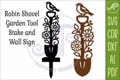 Robin Garden Shovel Wall Art & Garden Stake SVG Product Image 4