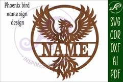 Phoenix Bird name sign design for laser cutting Product Image 4