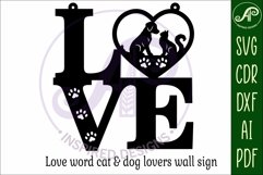 Love word with pets wall art sign, SVG file. vector Product Image 4