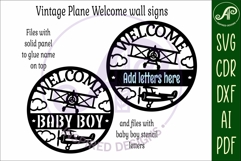 Welcome baby shower vintage plane wall sign svg laser cut Product Image 4