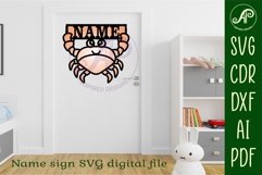 Cute crab holding name sign svg laser cut file Product Image 4