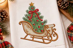 Christmas Tree on Sleigh Embroidery Design Product Image 1