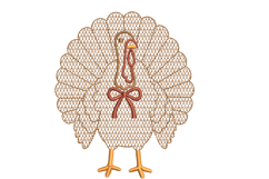Turkey with Bow Machine Embroidery Design Fall Thanksgiving Product Image 1