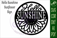 Hello Sunshine Sunflower SVG Round Sign Laser Cut File Product Image 4