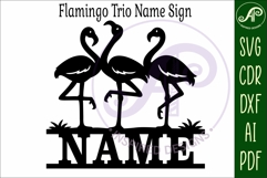 Flamingo Family Name Sign SVG Tropical Wall Decor Laser Cut Product Image 4