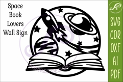 Space Book Wall Art SVG Laser Cut File Reading Decor Product Image 4