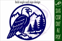 Bald eagle mountain scene wall sign svg laser cut Product Image 4
