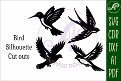 Flying Birds silhouette laser cut outs SVG files Product Image 4
