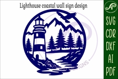 Lighthouse coastal wall art sign, SVG file. vector file Product Image 4