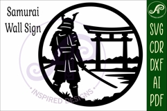 Samurai Wall Art SVG Laser Cut File, Japanese Warrior Torii Product Image 4