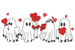 Valentine Ghost with heart embroidery design Product Image 1