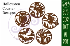 Halloween Coaster SVG Designs, Halloween Scene Coasters Product Image 4