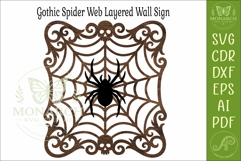 Gothic Spider Web Wall Sign SVG Halloween Decor Laser Cut Product Image 4