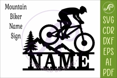 Male Mountain Bike Name Sign SVG, Cyclist Laser Cut File Product Image 3